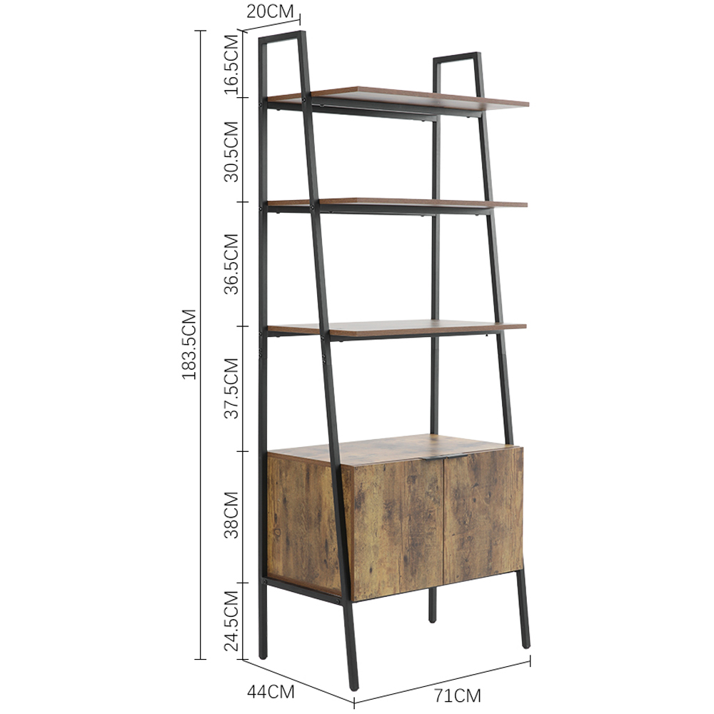 Living and Home 2 Door 4 Shelf Wooden Bookshelf Image 9