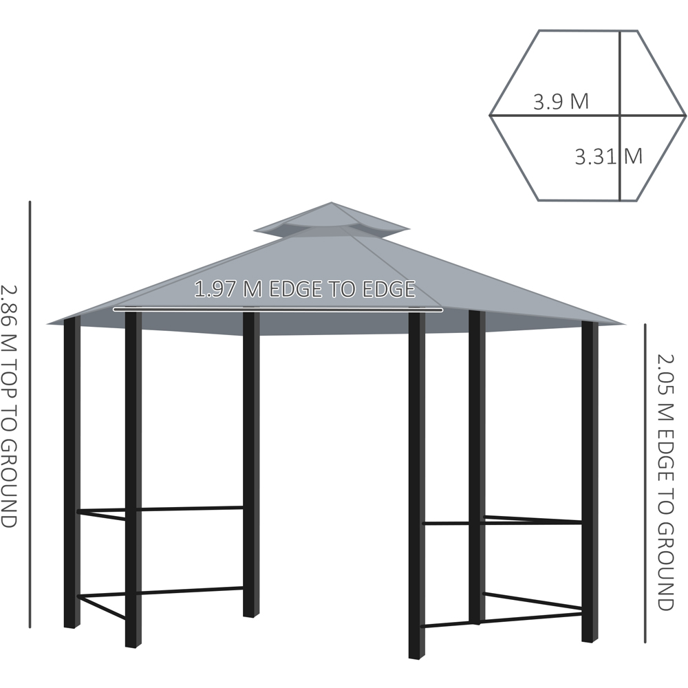 Outsunny 3 x 3m 2-Tier Grey Canopy Gazebo with Sides Image 8