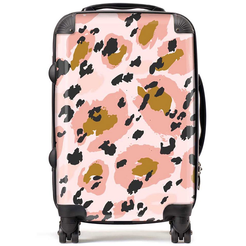 Warren Reed Designer Cabin Hand Drawn Pink Leopard Print Suitcase Image 1