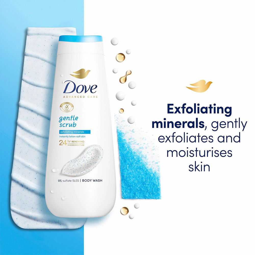 Dove Advanced Care Gentle Scrub Body Wash 225ml 8 Pack Image 5