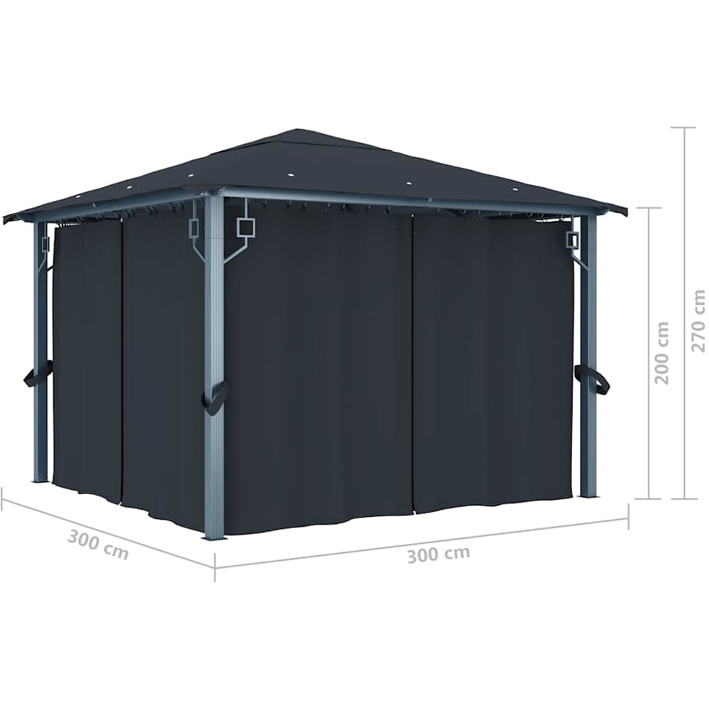 vidaXL 3 x 3m Anthracite Square Gazebo with Curtains Image 8