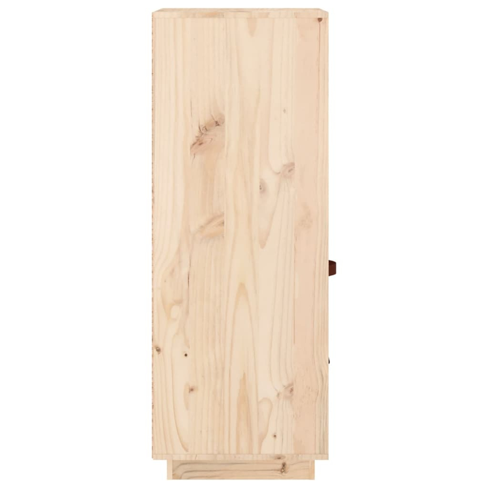 vidaXL Single Door Single Drawer 2 Shelf Natural Solid Pine Wood Highboard Image 6