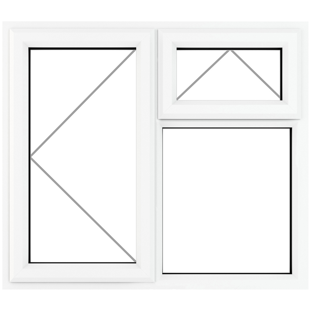 Crystal uPVC Triple Glazed Window LH Side Hung and Top Opener White Clear Glass 1190x1040mm Image 2