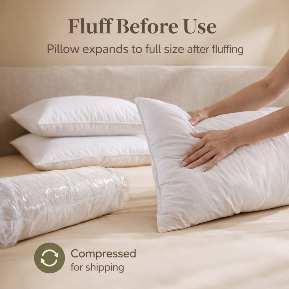 MHG Living White Duck Feather Soft Support Cotton Cover Pillows 2 Pack Image 5