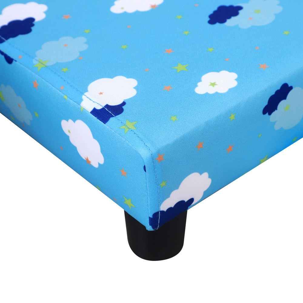 HOMCOM Kids Single Seat Cloud and Star Design Blue Sofa with Footrest Image 5