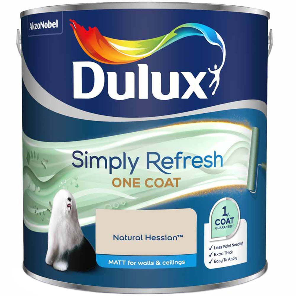 Dulux Simply Refresh Walls and Ceilings Natural Hessian Matt One Coat Emulsion Paint 2.5L Image 2