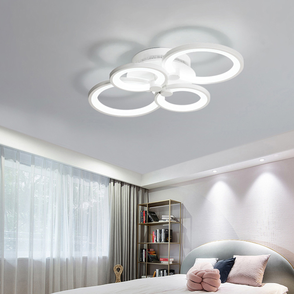 Living and Home White 4 Light Circle Ceiling Light Image 7