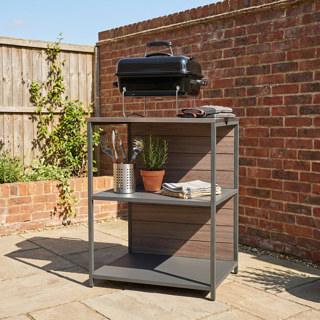 2 Shelf Natural Fleetwood Outdoor Kitchen Storage Rack Image 7