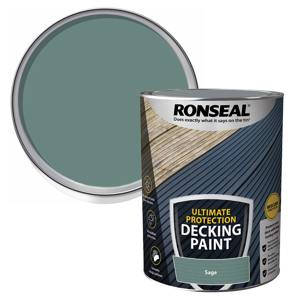 Ronseal Ultimate Protection Sage Decking Paint 5L Image 1