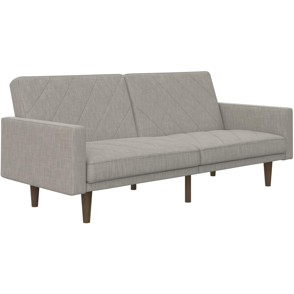 Dorel Paxson 3 Seater Linen Light Grey Sofa Bed with Wooden Feet Image 2