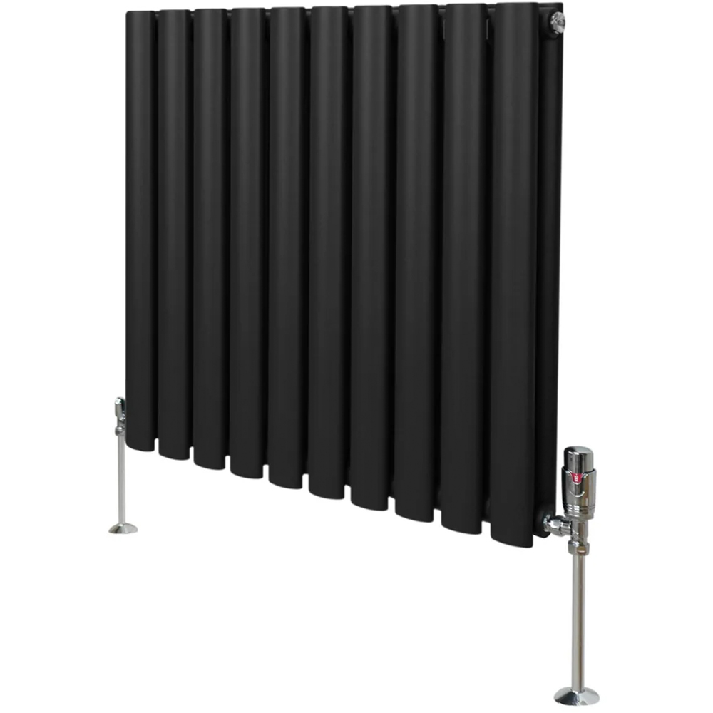 Monster Shop 2648BTU Black Oval Column Radiator and Valves 600 x 600mm Image 3