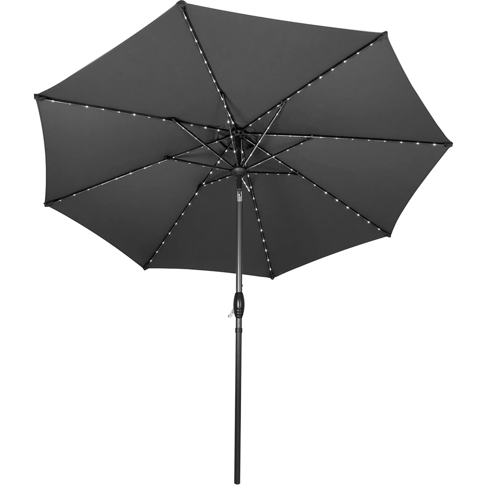 MonsterShop Grey LED Crank and Tilt Parasol 2.7m Image 1