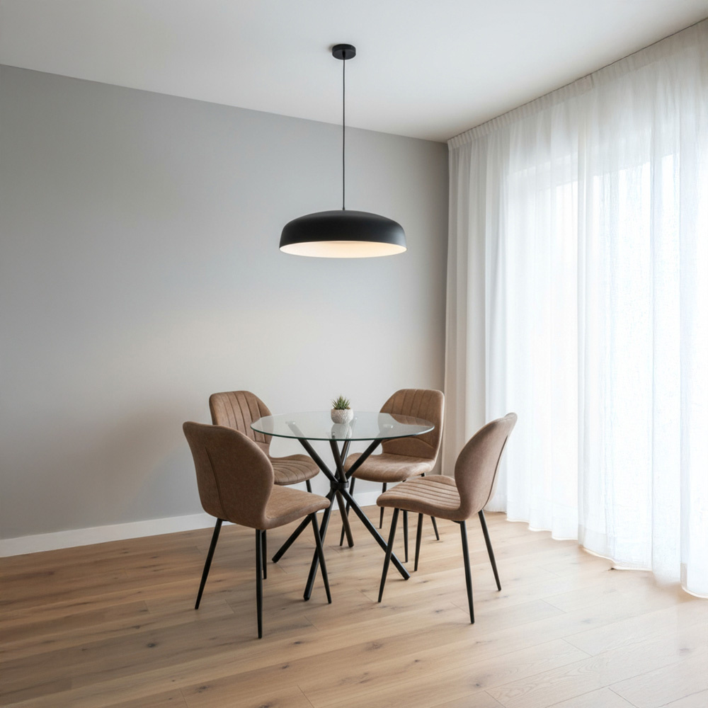 Indoor Living New York 4 Seater Tan Jaydn Leather Dining Table Set Image 8