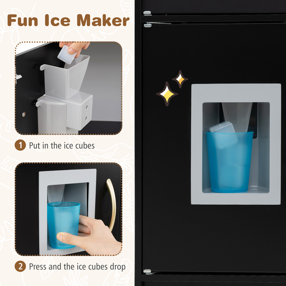 Costway Toddler Black Kitchen Play Set with Simulated Sounds Image 6