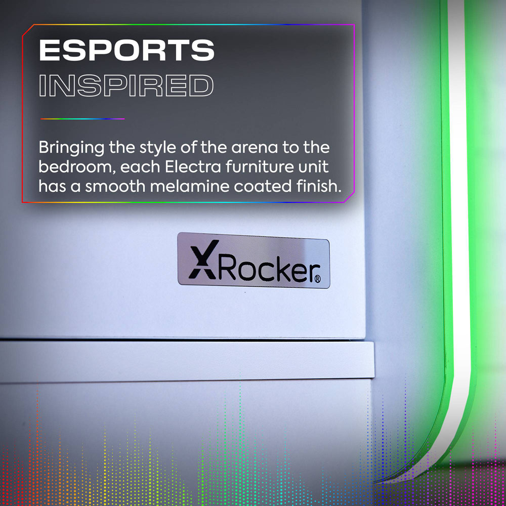 X Rocker Electra 3 Drawer White Chest of Drawers with Neo Motion Sync App Controlled LED Light Image 5