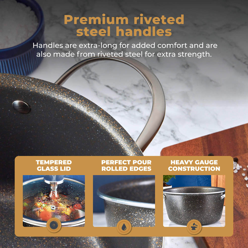 Tower 24cm Forged Aluminium Non-Stick Casserole Dish with Glass Lid Image 6