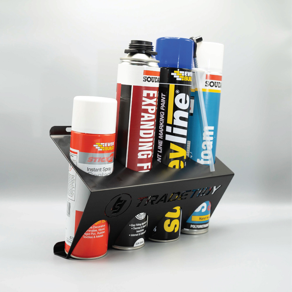 TradeTidy 3 Piece Black Steel Silicone Tube Holder Spray Can Holder and Collapsible Bucket Set Image 3