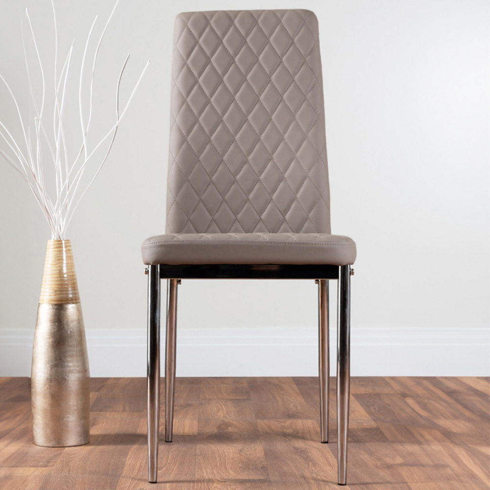 Furniturebox Valera Set of 4 Cappuccino and Chrome Faux Leather Dining Chair Image 1