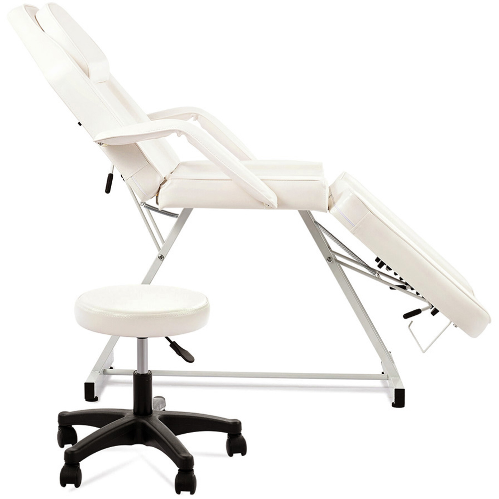 Living and Home White Adjustable Massage Table and Chair Set with Headrest Image 2