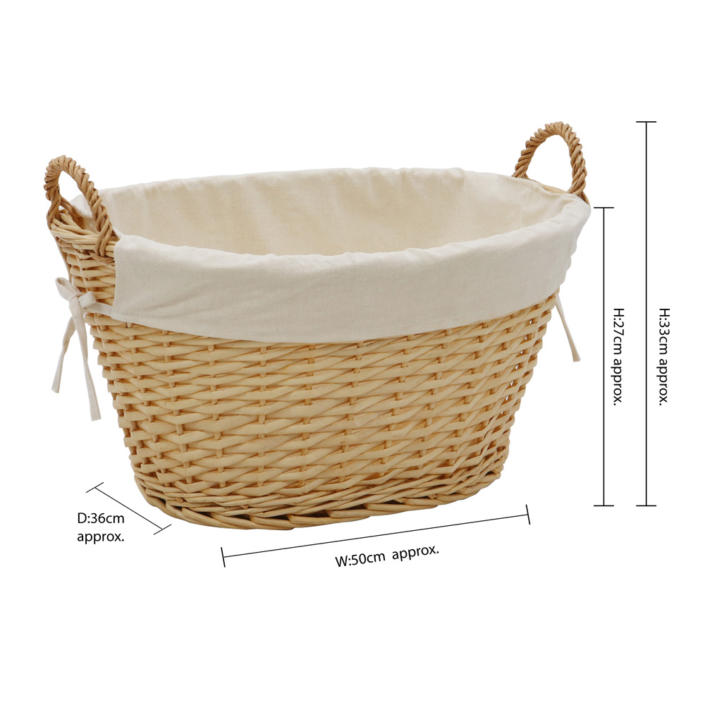 JVL  Acacia Honey Oval Willow Storage Basket with Lining 77L Image 7