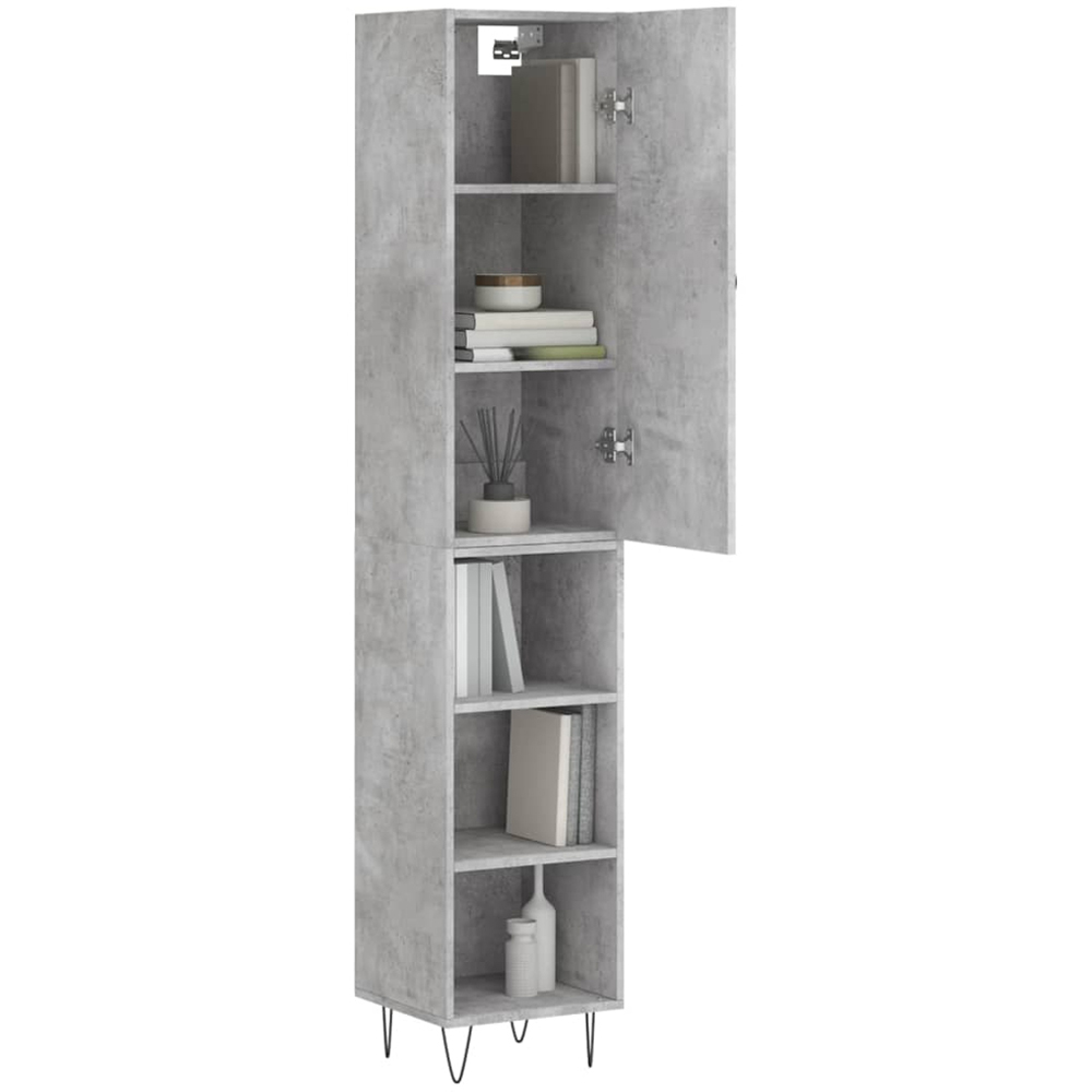 vidaXL Single Door 3 Shelf Concrete Grey Highboard Image 3