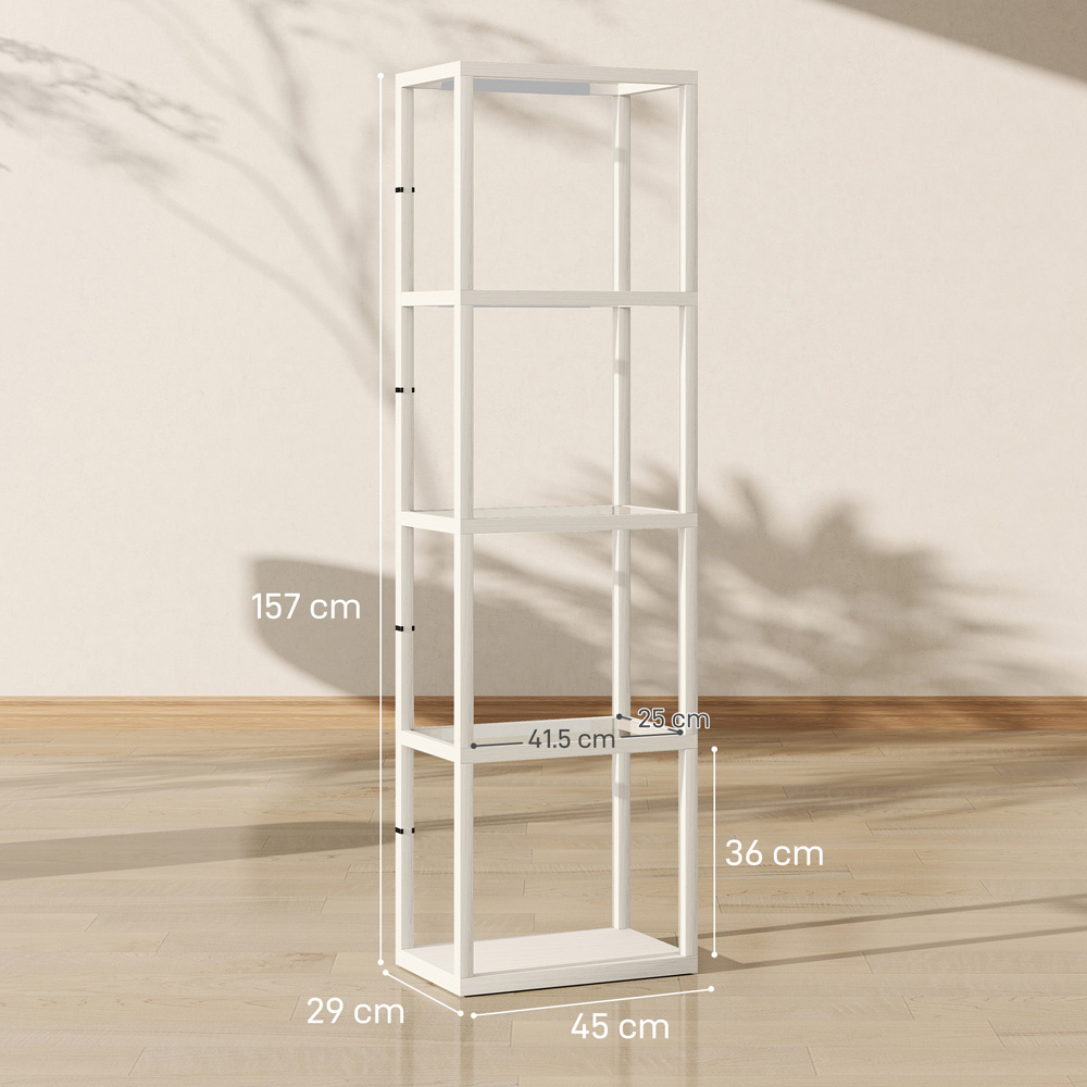 HOMCOM 4 Shelf Oak Glass Dimmable LED Floor Lamp Image 9