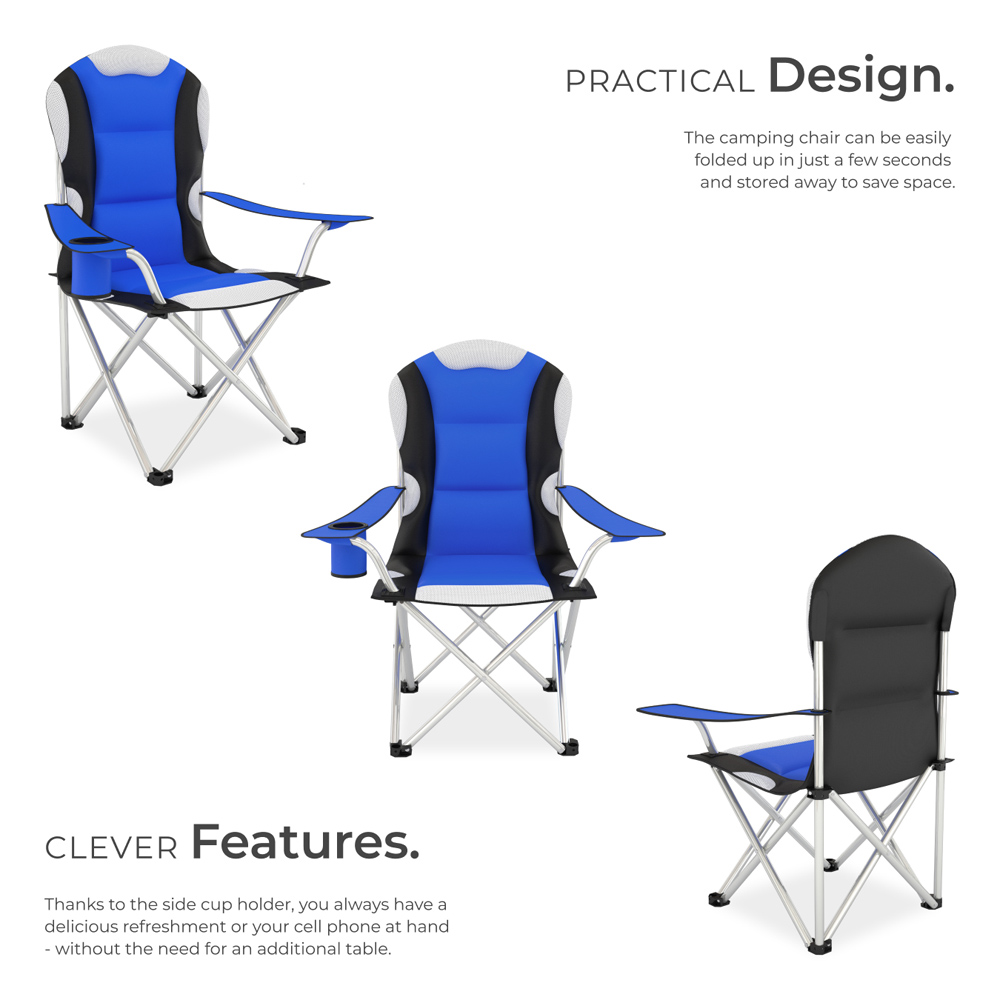 tectake Blue Padded Camping Chair Image 6
