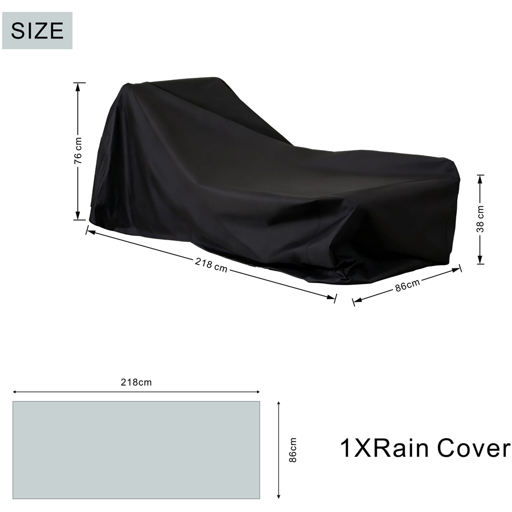 Direct Wicker Black Heavy Duty Sun Lounger Cover 76 x 218 x 86cm Image 9