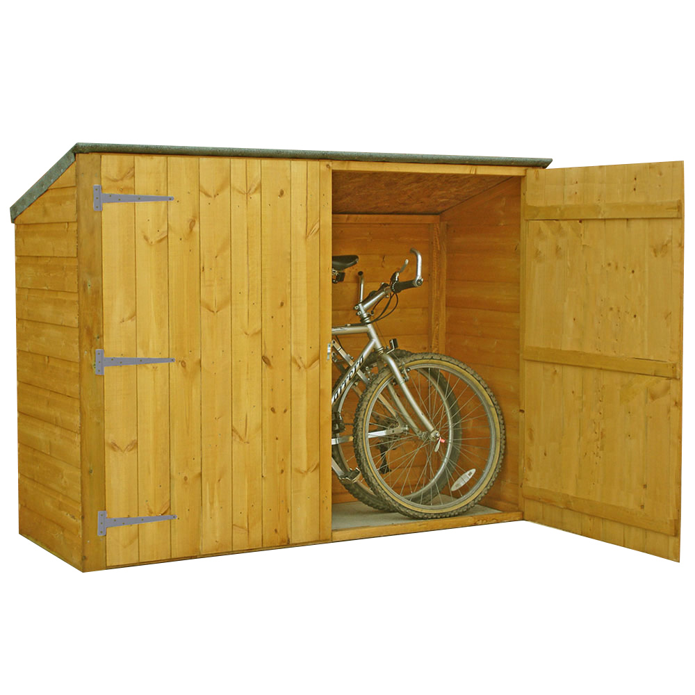 Shire 6.14 x 2.3ft Double Door Shiplap Pent Bike Shed Image 1