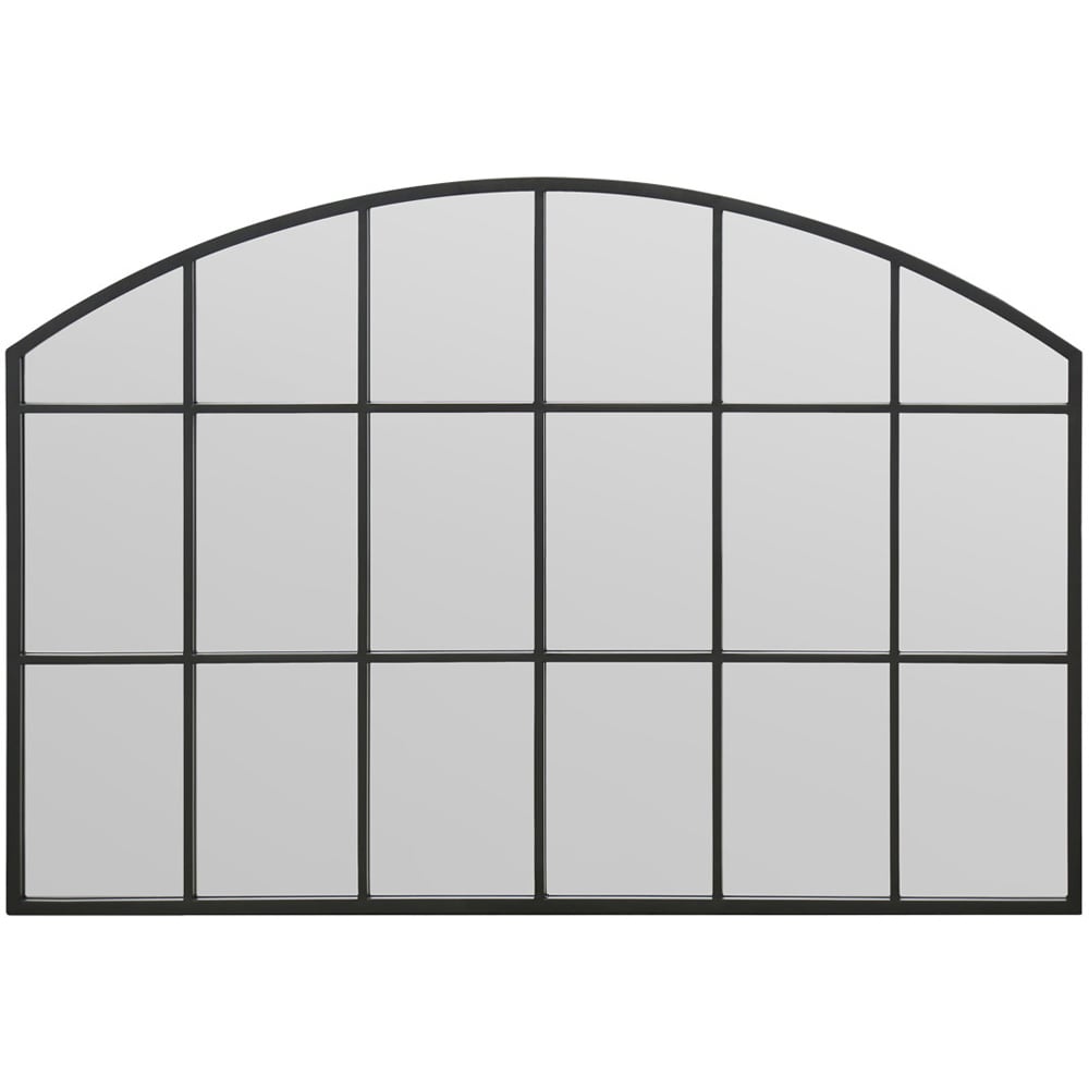 The Arcus Black Arched Metal Over Mantle Wall Mirror 110 x 75cm Image 1