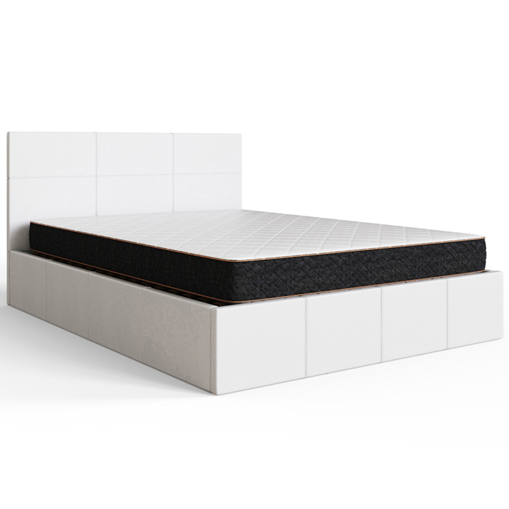 GFW King Size White Faux Leather End Lift Ottoman Bed with Memory Pocket Spring Mattress Image 4