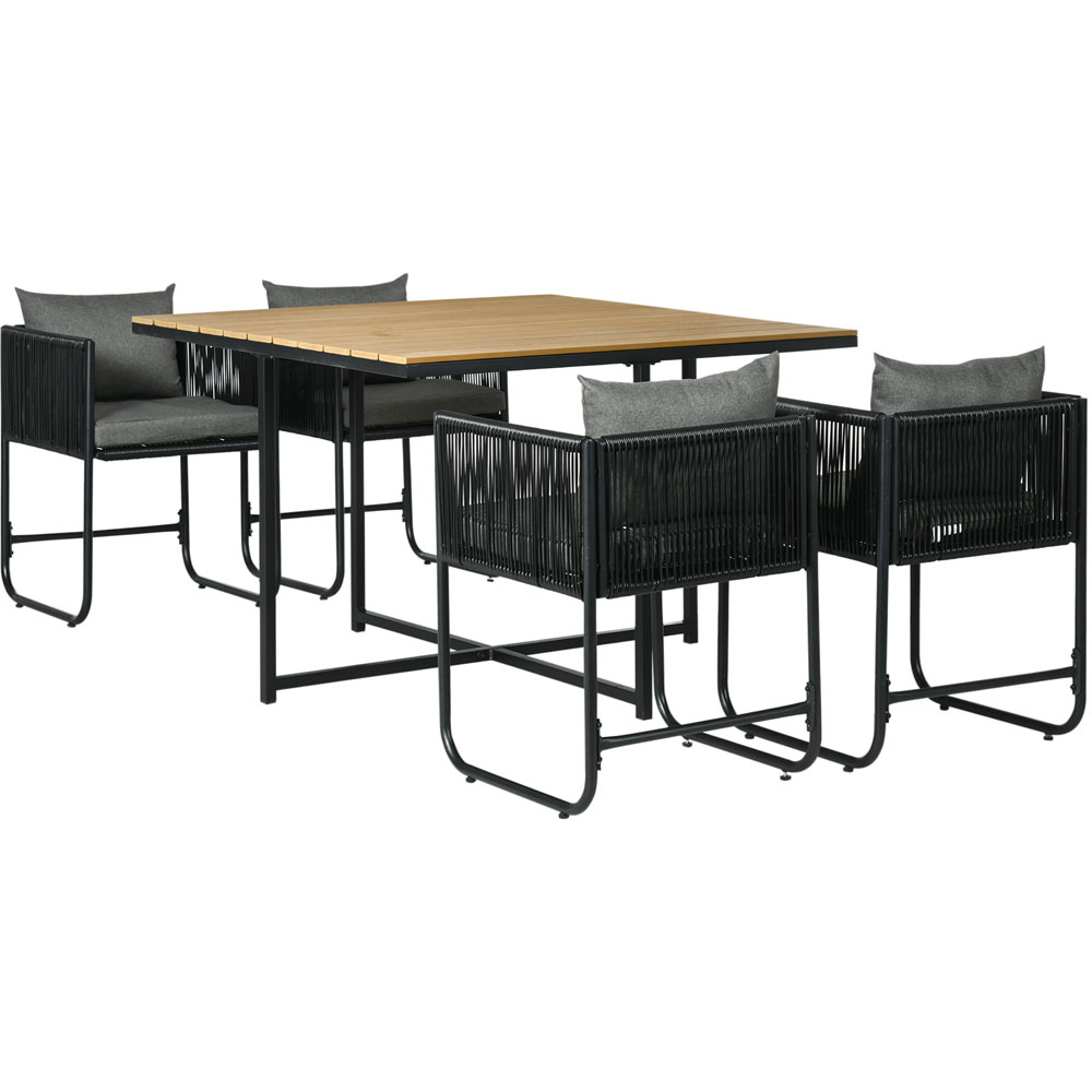Outsunny Patio 5pc PE Rattan Dining Set Image 2