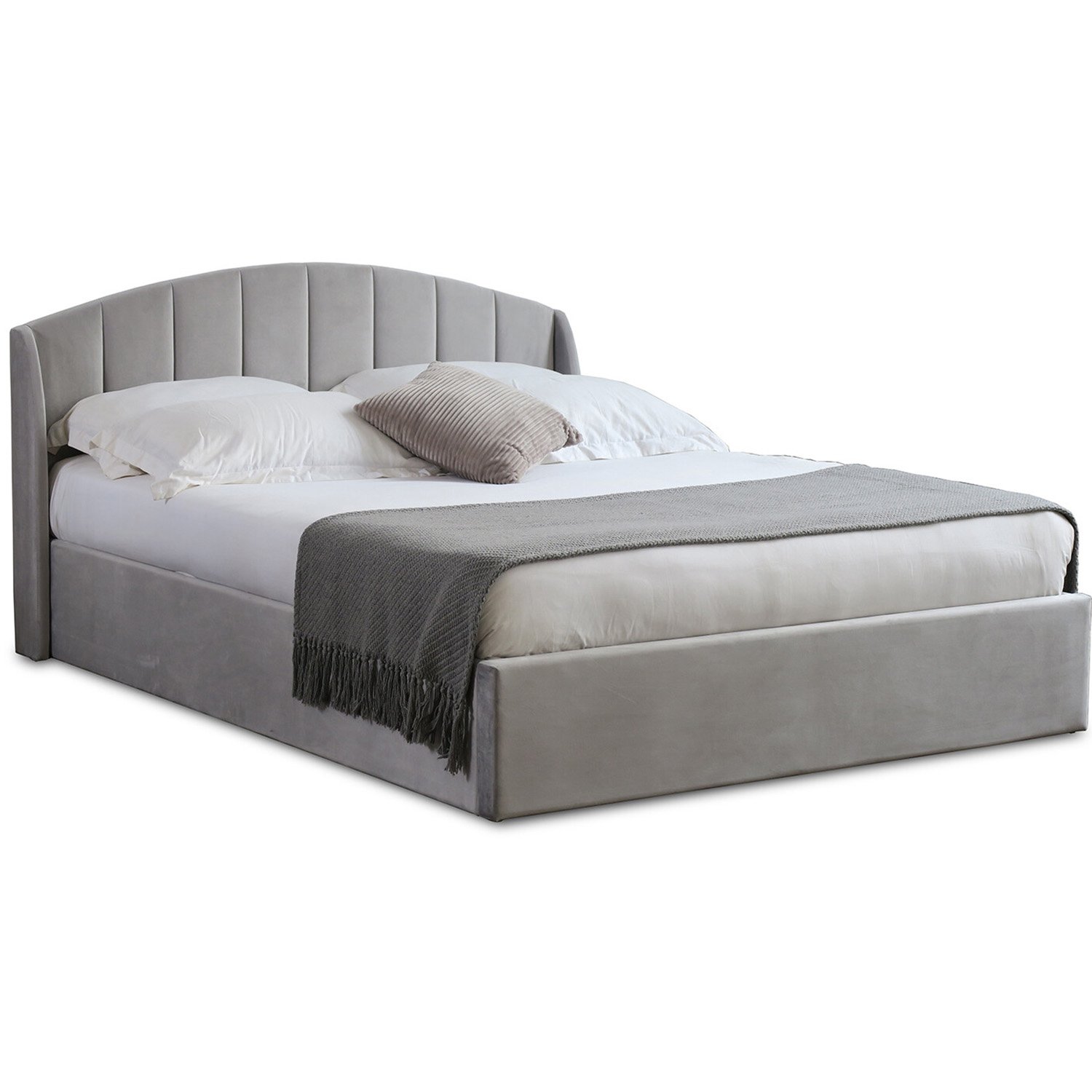 Grace Super King Grey Velvet Touch Ottoman Bed Image 3