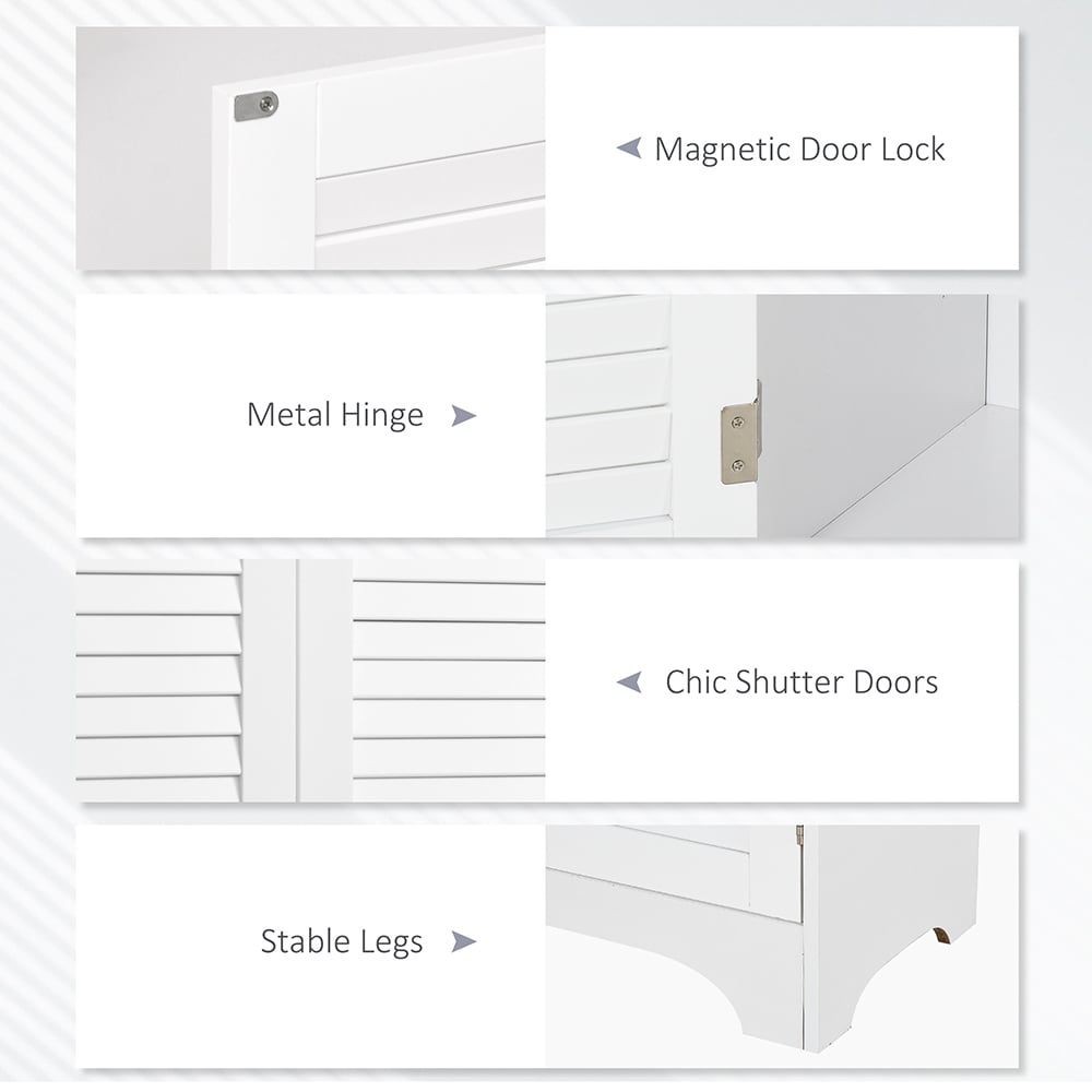 Portland 4 Door White Tall Floor Cabinet Image 5