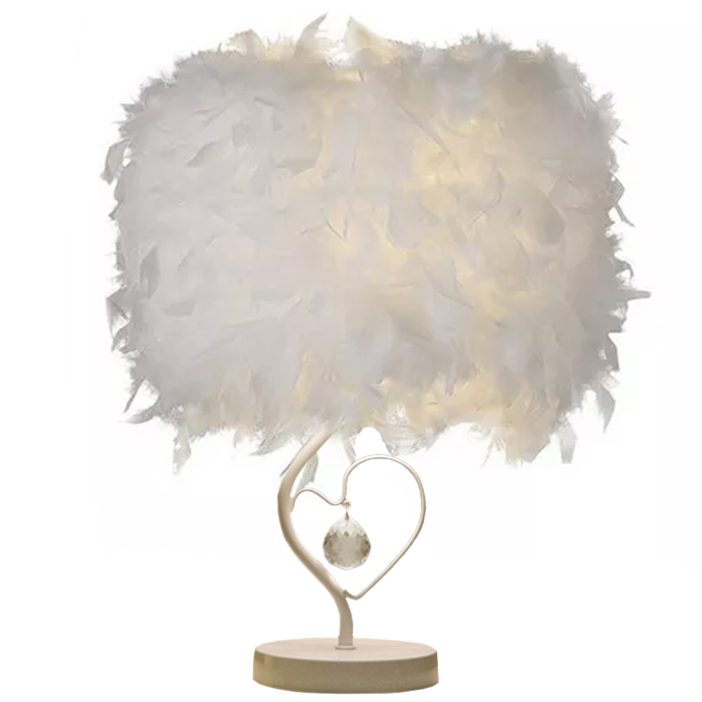 Living and Home Feather White Table Lamp Image 1