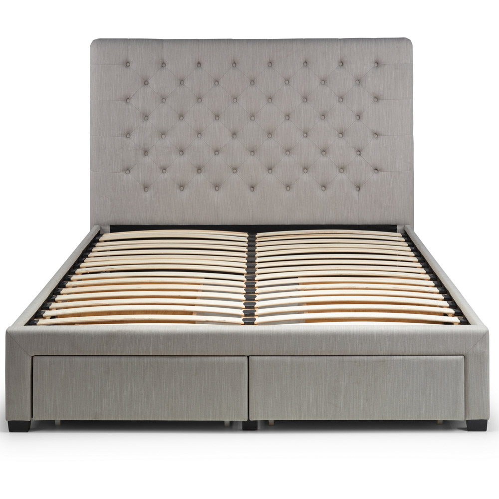 Julian Bowen Wilton Double Deep Button Grey Linen Bed Frame with Underbed Drawers Image 5