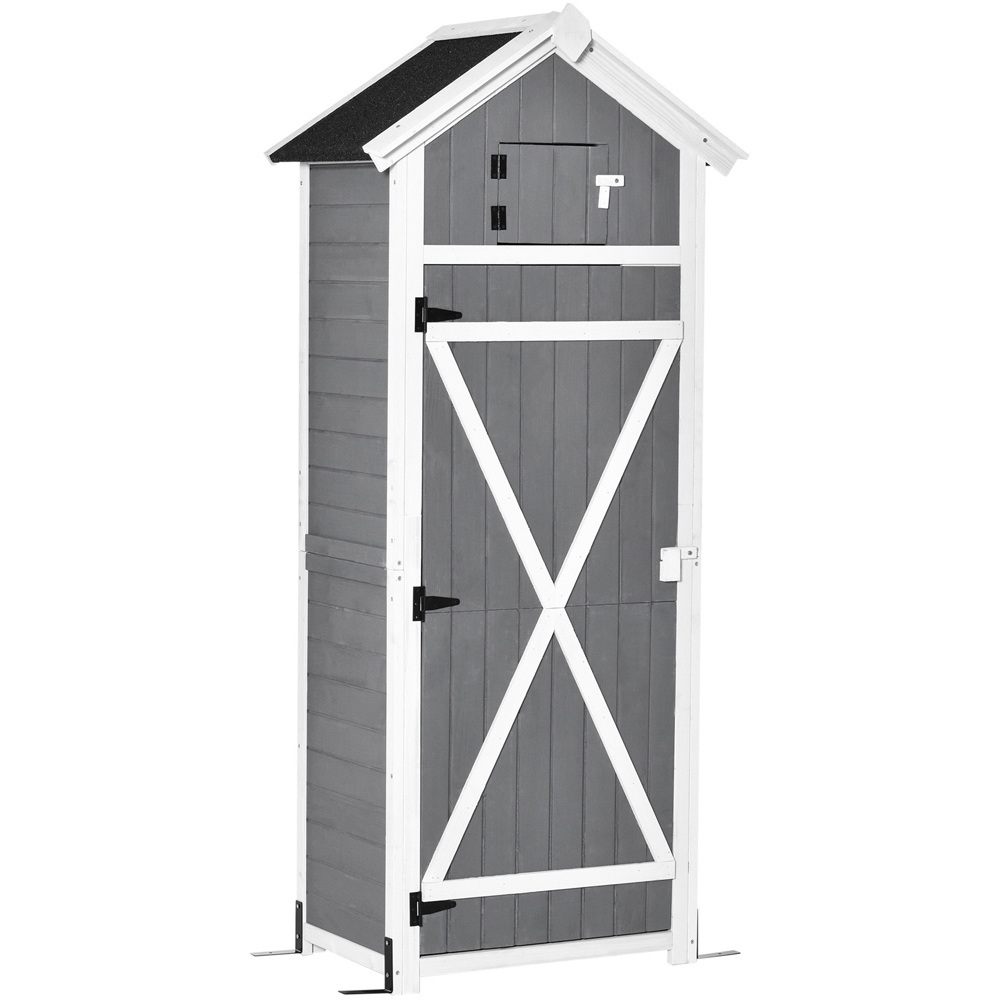 Outsunny 2 x 1.4ft Grey Wooden Tool Shed Image 1