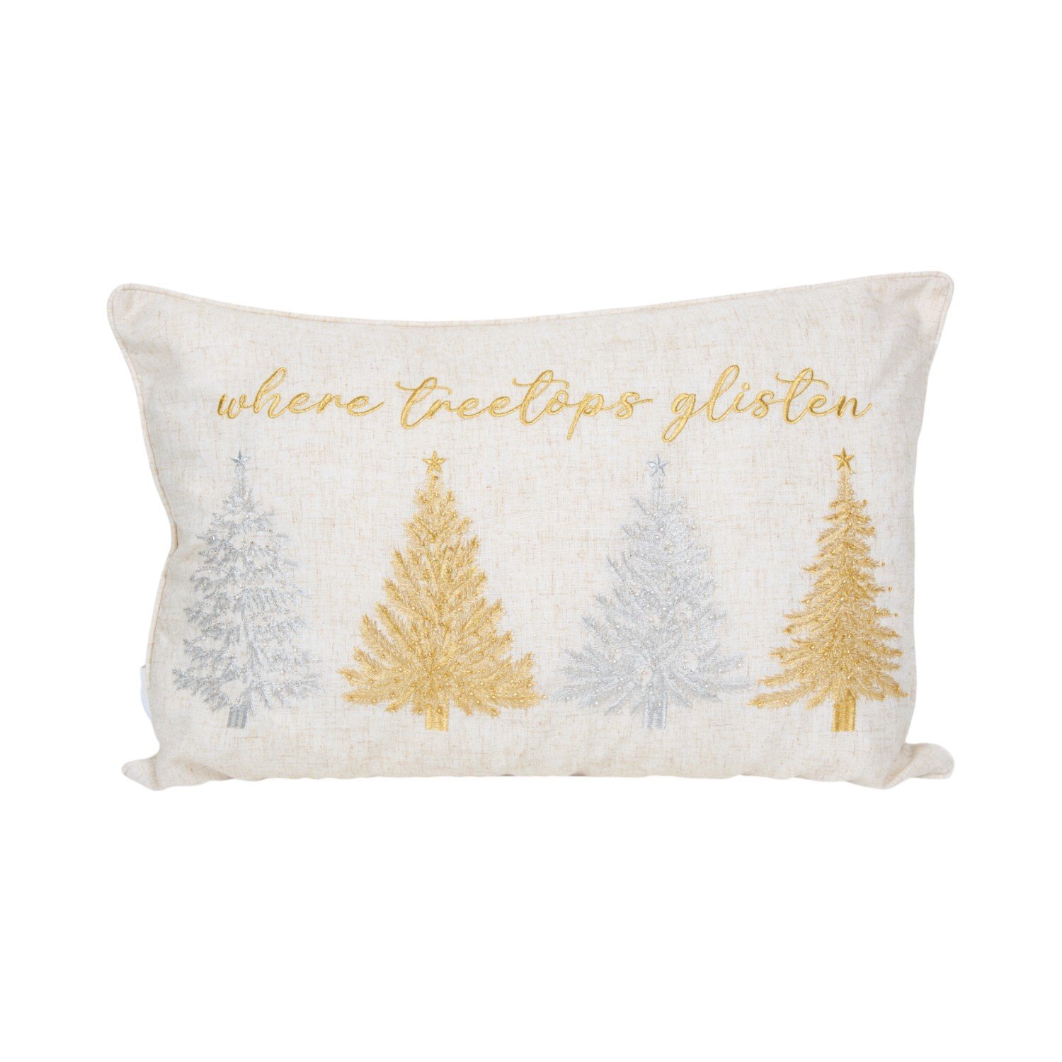 Treetops Glisten Embroidered Cushion White Image 1