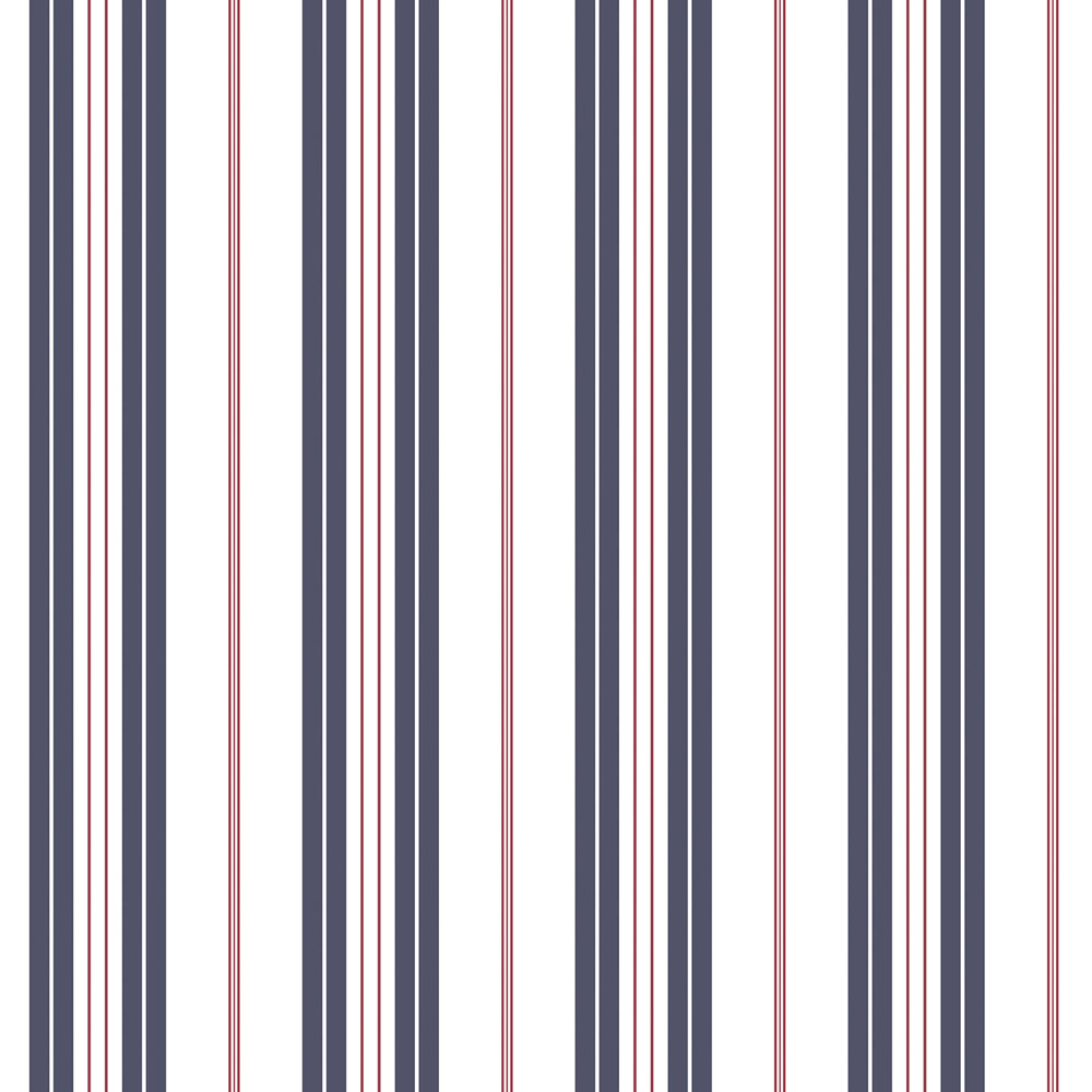 Galerie Deauville 2 Striped Navy White and Red Wallpaper Image 1