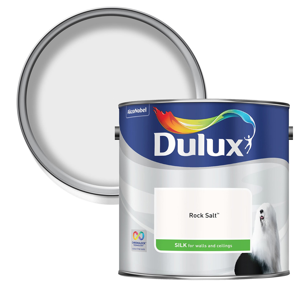 Dulux Walls & Ceilings Rock Salt Silk Emulsion Paint 2.5L Image 1