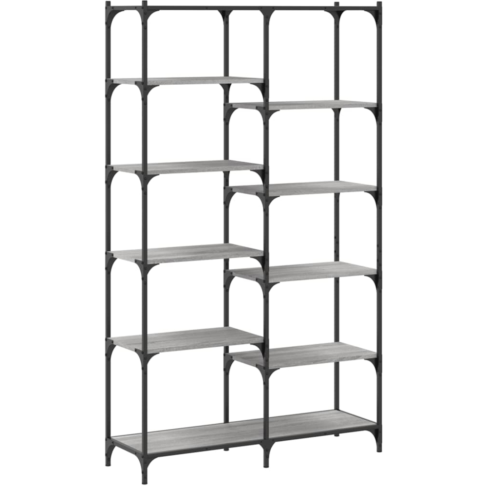 vidaXL 9 Shelf Grey Sonoma Wood and Steel Geometric Bookcase Image 6