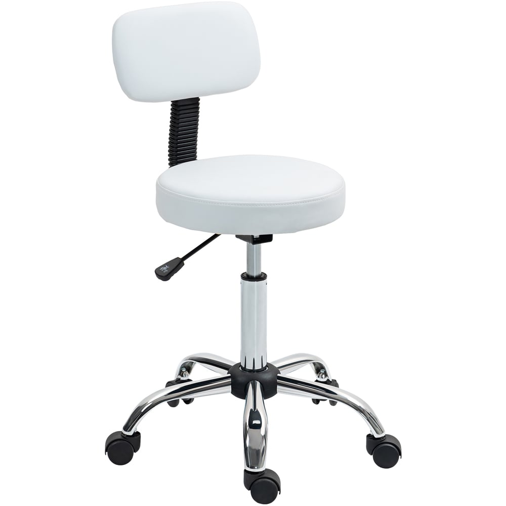 Portland White Faux Leather Swivel Salon Chair Image 2