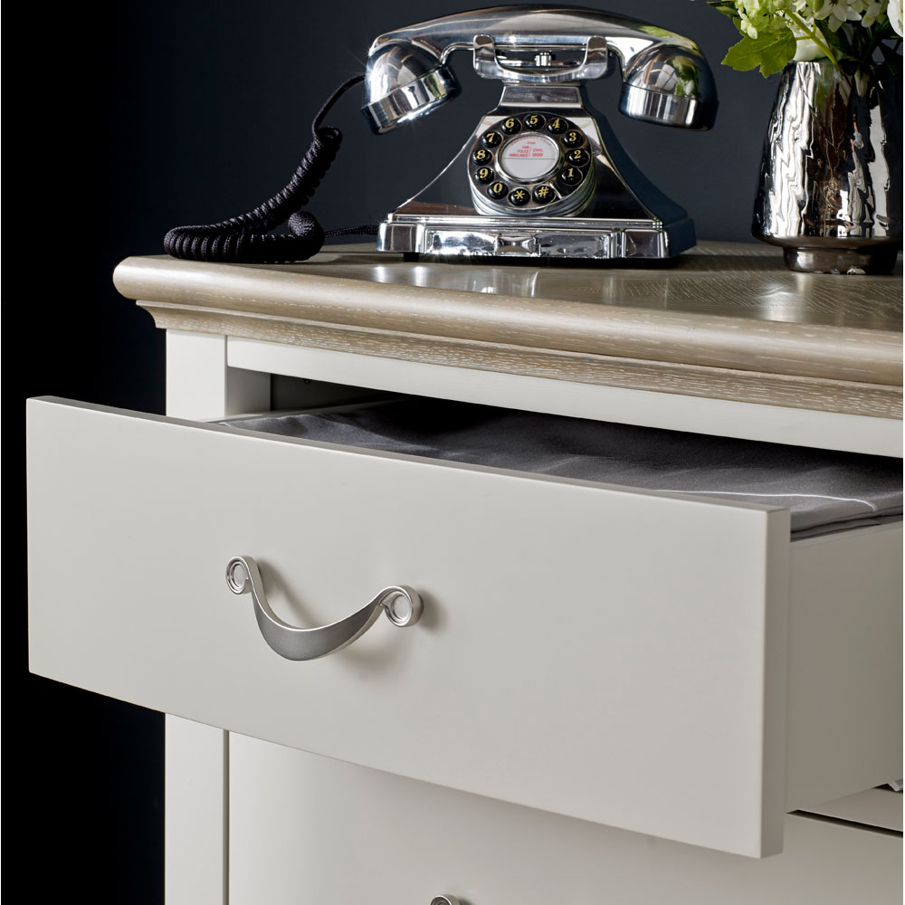 Bentley Designs Montreux 3 Drawer Grey Washed Oak and Soft Grey Nightstand Image 5