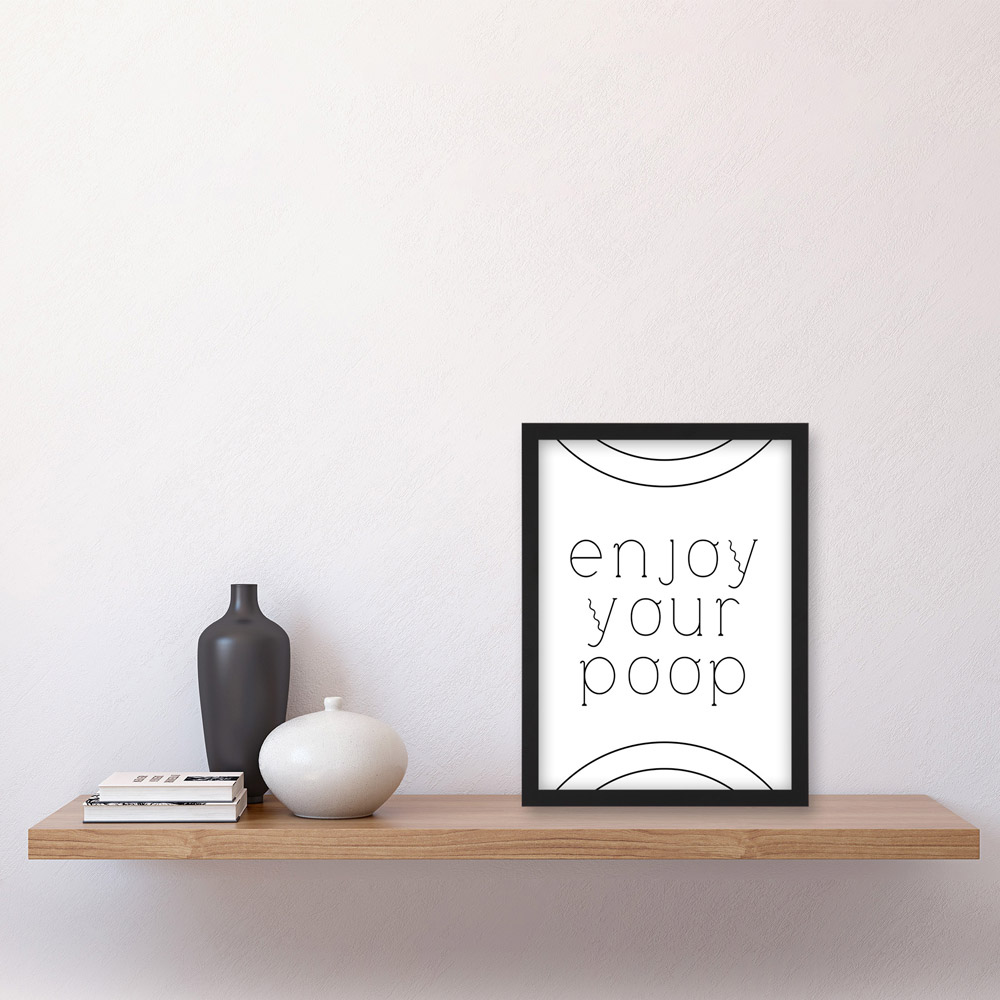 Artery8 Enjoy Your Poop Silly Black Toilet Sign Framed Wall Art Print 21 x 29.7cm Image 2