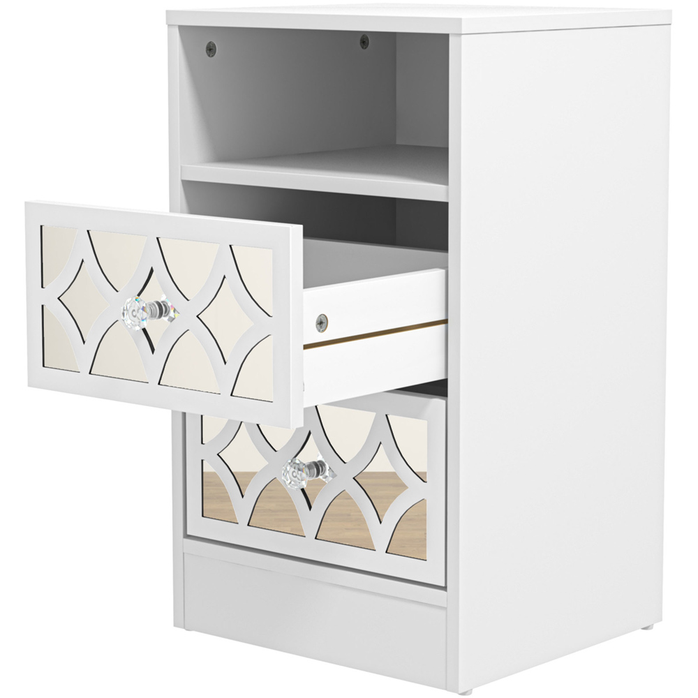 GFW Bodmin 2 Drawer White Bedside Table Image 4