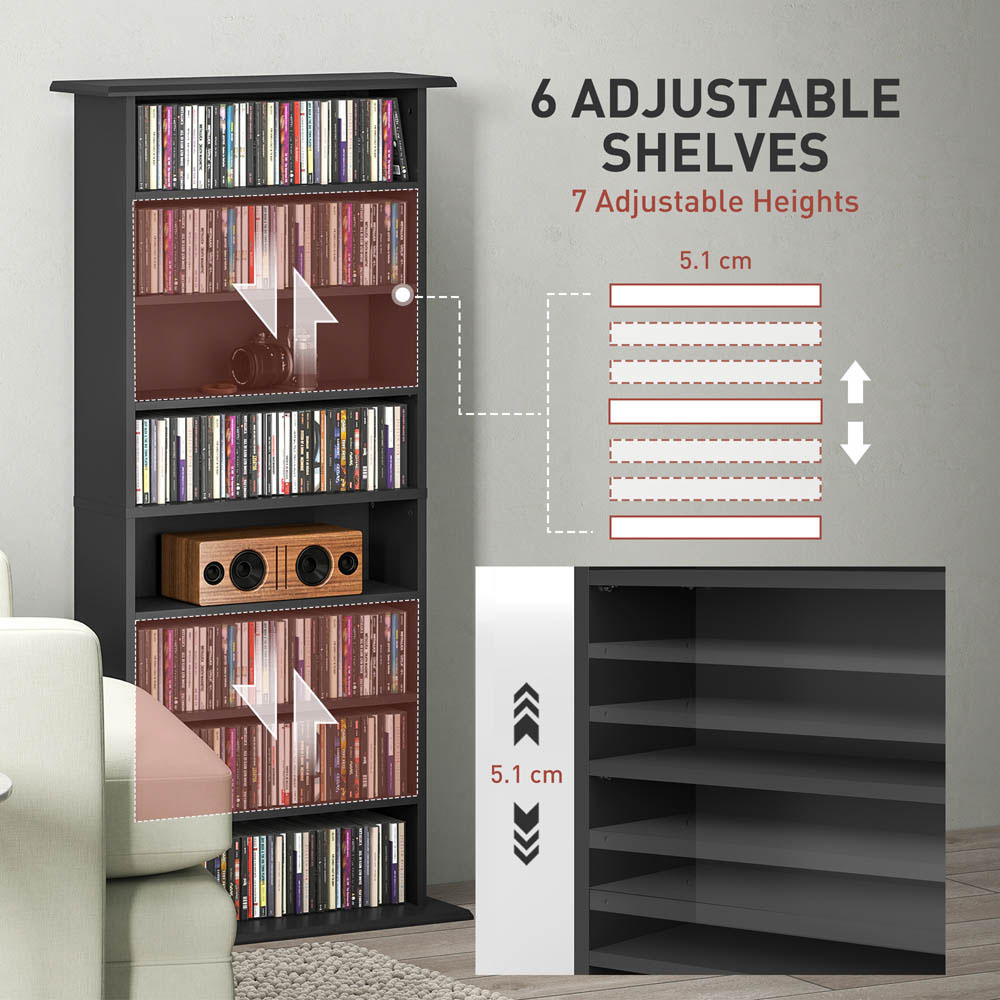 Portland 8 Shelf Black Media Storage Unit Image 8
