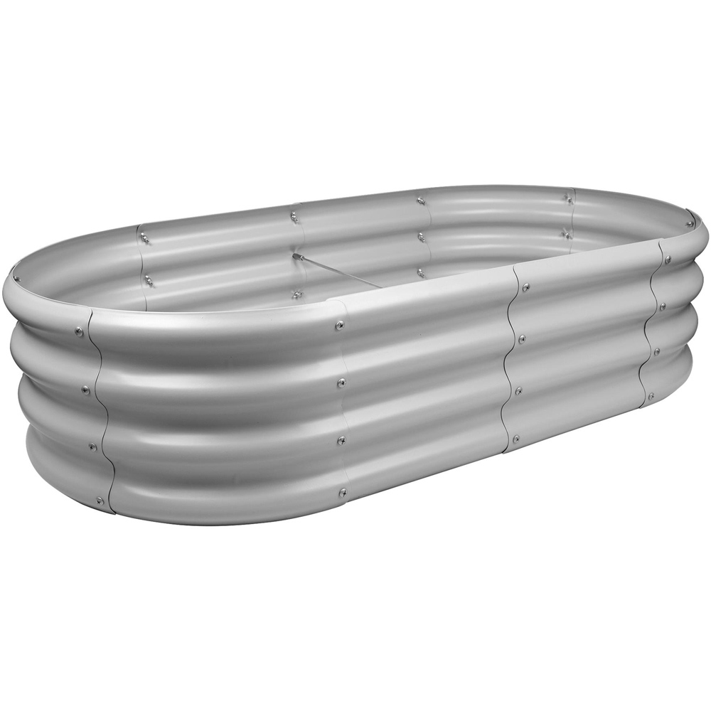 Harbour Housewares Silver Rounded Galvanised Steel Raised Garden Bed 120 x 60cm Image 1