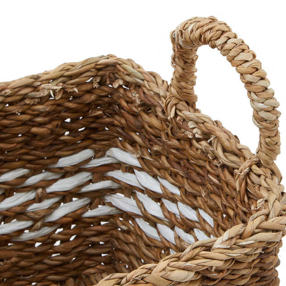 Premier Housewares Natural and Black Square Seagrass Basket Set of 2 Image 7