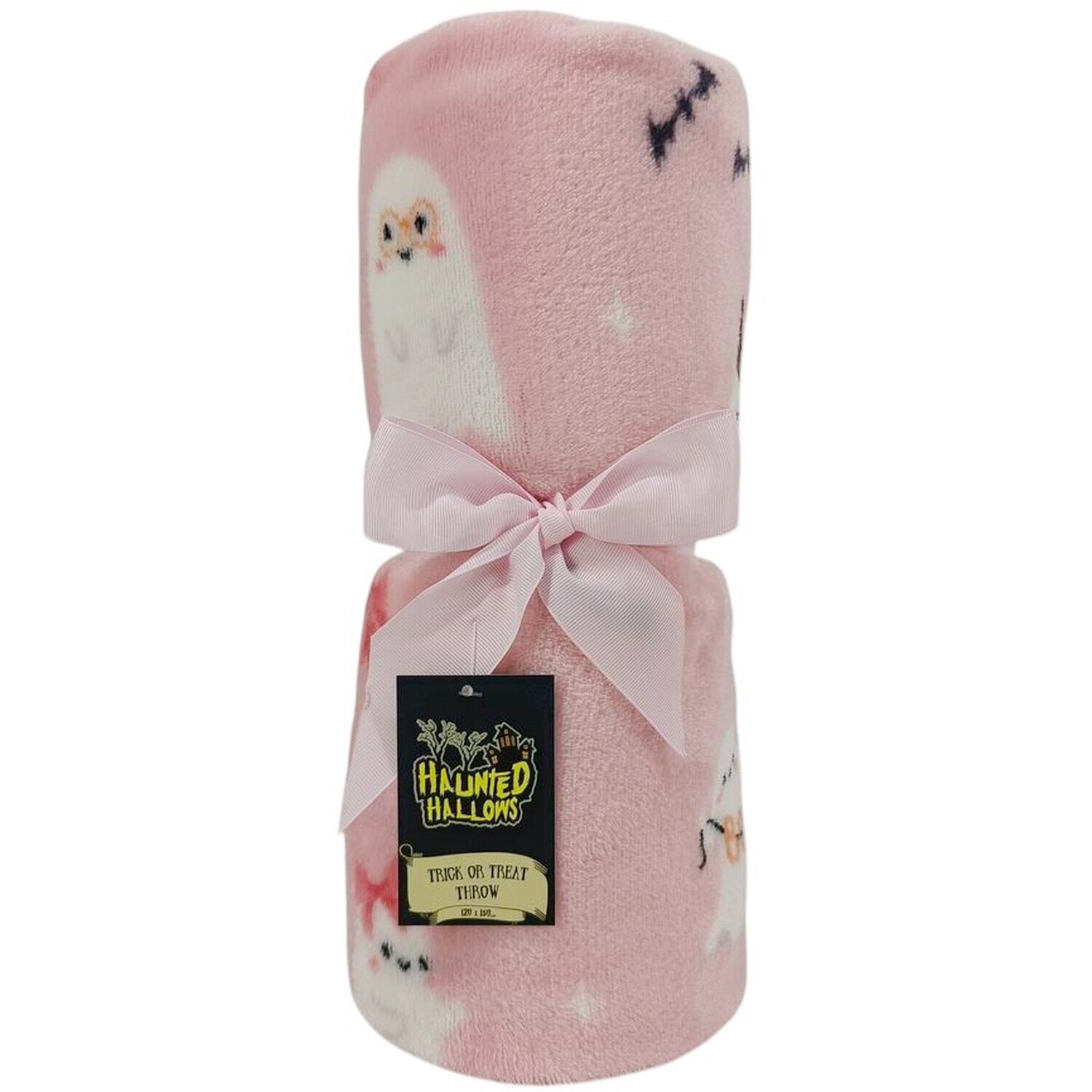 Trick or Treat Fleece Throw Pink Image 1