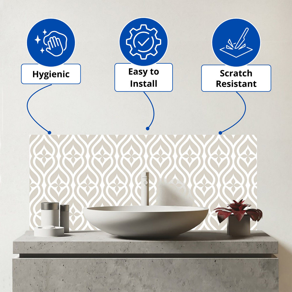 Warren Reed Designer Abstract Ornament Pattern Glass Bathroom Splashback 25 x 60cm Image 3